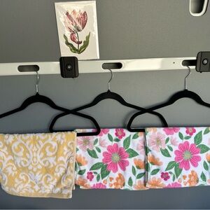 Floral & Damask Hand Towel Set - Pink, Green, Orange, Yellow